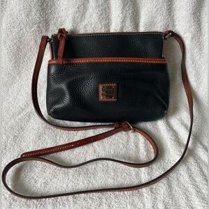 Dooney & Bourke Pebbled Leather Crossbody Bag – Black & Brown Trim